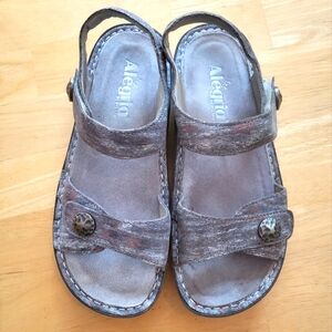 Alegria Gray Sandals Comfortable Footbed Velcro Closure